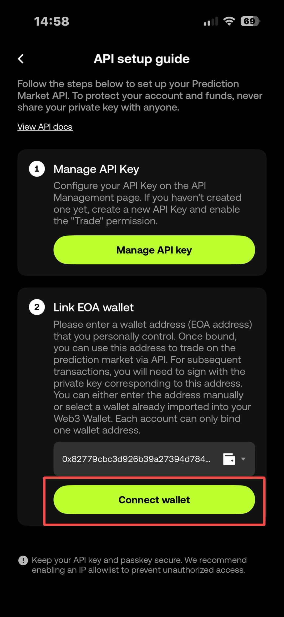 Enter the Agent address to authorize